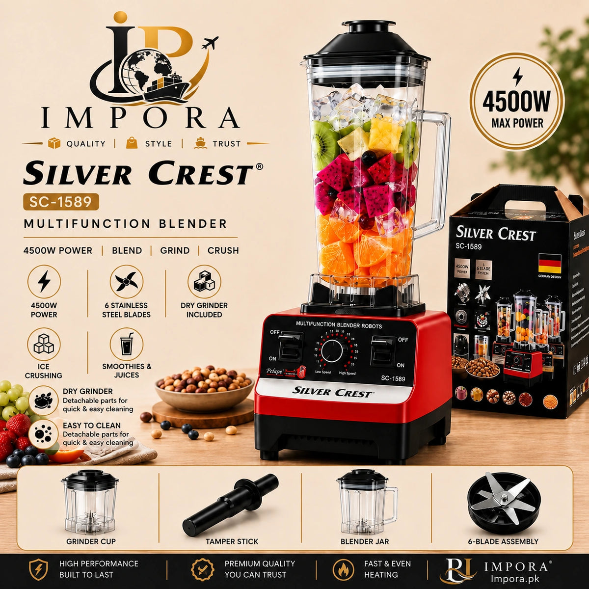 Silver Crest 2 in 1  Multifunction Blender | Plastic Body!