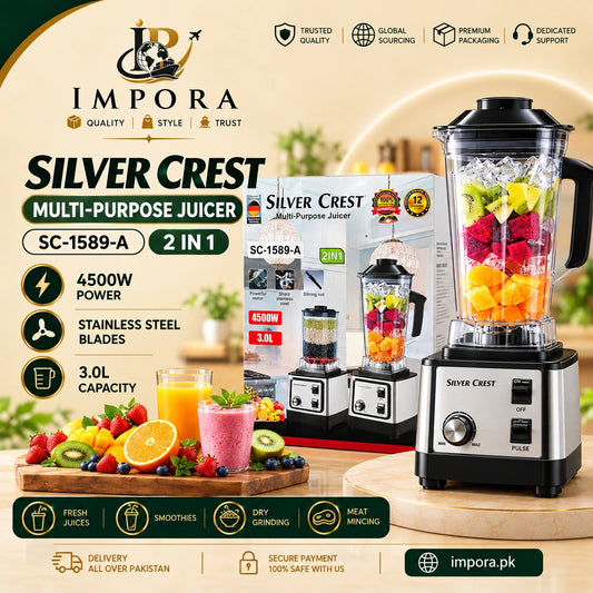 Silver Crest 2-in-1 Multifunction Kitchen Blender | Silver Body!